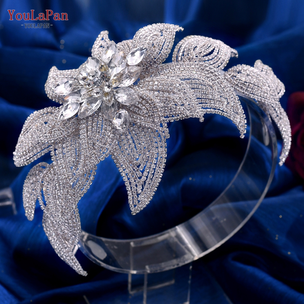 TOPQUEEN-accesorios para el cabello de boda para mujer, diadema de cristal, Tiaras y tocados de novia, HP455