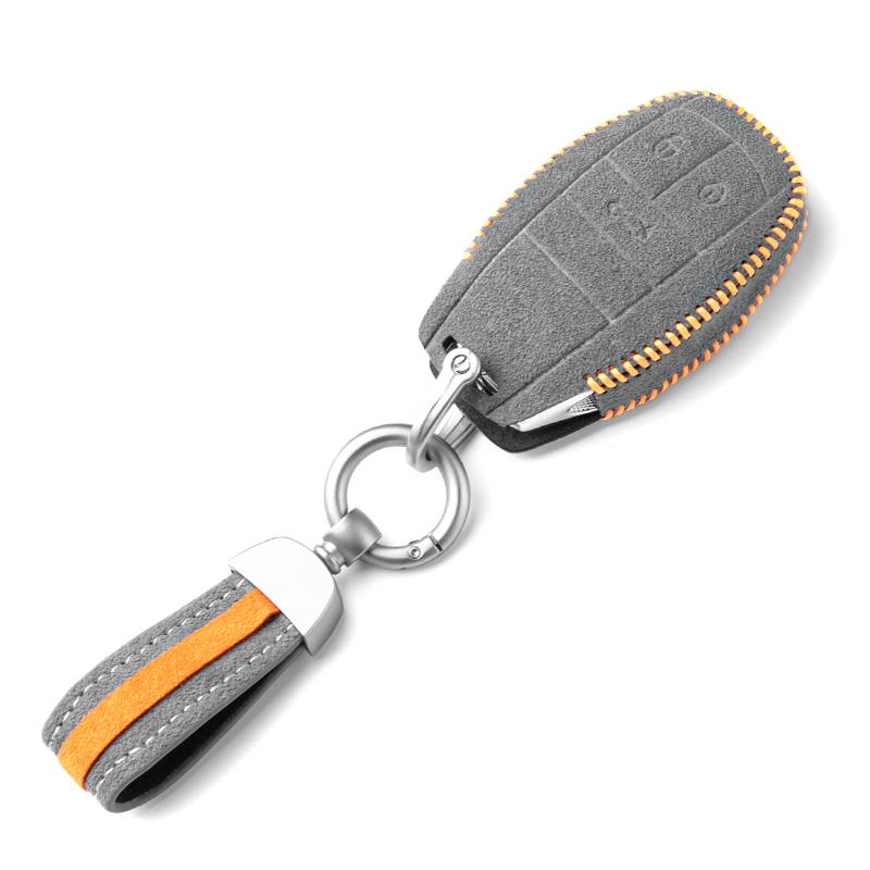 Alcantara Key Fob Cover For Bentley Bentayga Continental Flying Spur Mulsanne Key Case Key Chains Car Accessories d9e23