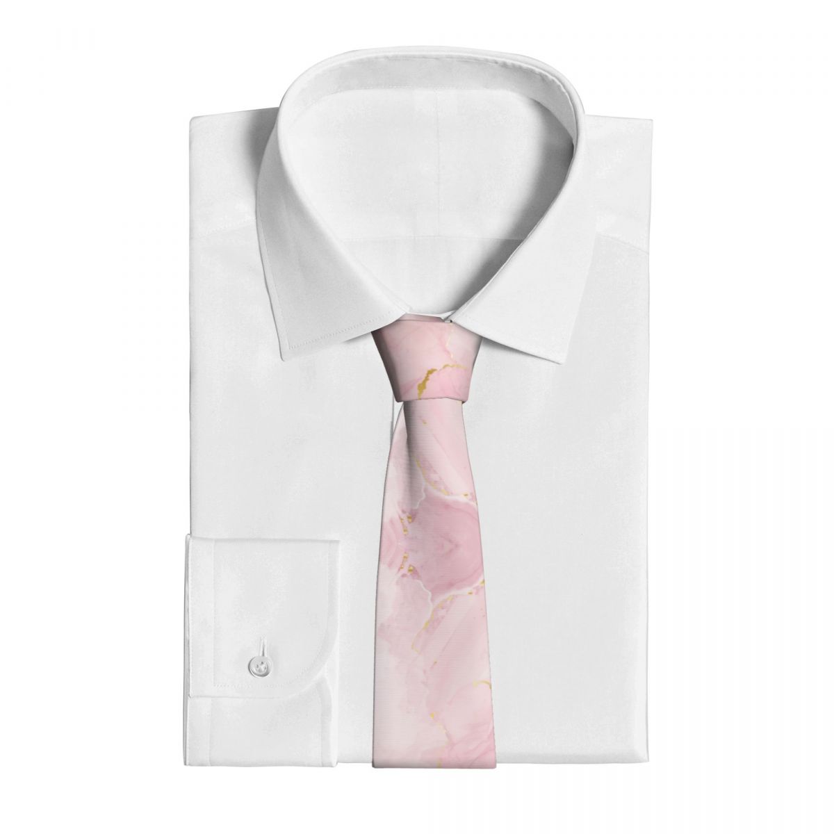 Blush Pink Marble Necktie Men Women Polyester 8 cm Dusty Rose Golden Neck Tie Silk Wide Daily Wear Accessories c997e
