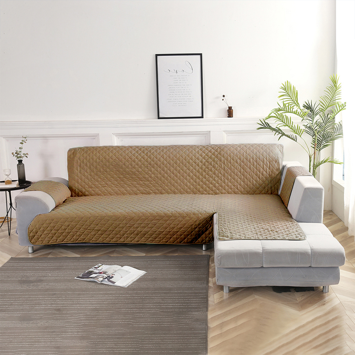 Sofa Slipcover L Shape Sofa Cover Reversible Sectional Couch Cover Anti-Slip Waterproof Furniture Protector Covers for Pet Kids