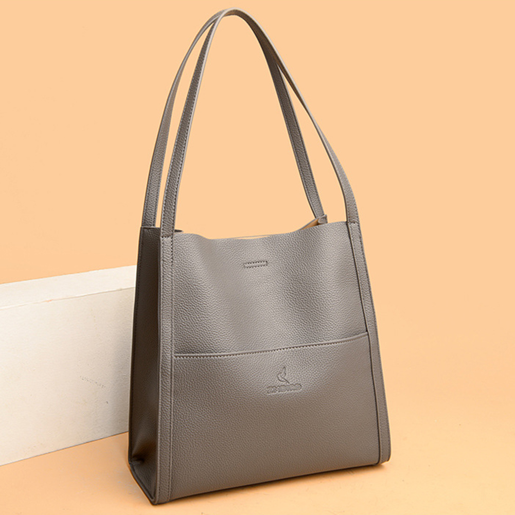 Bolso de mano de PU con cremallera para mujer, bolso informal, bolso de hombro de cuero Simple, bolso versátil, bolso de compras