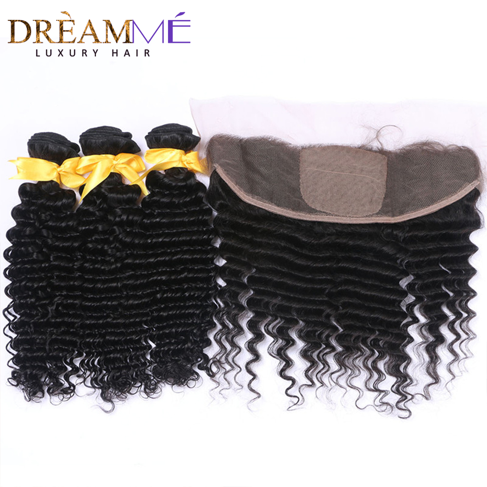 Brailian Virgin Human Hair Deep Curly Hair Extensions 3 Bundles With 13x4 4x4 Silk Base Lace Frontal Closure Natural Hairline 2022b
