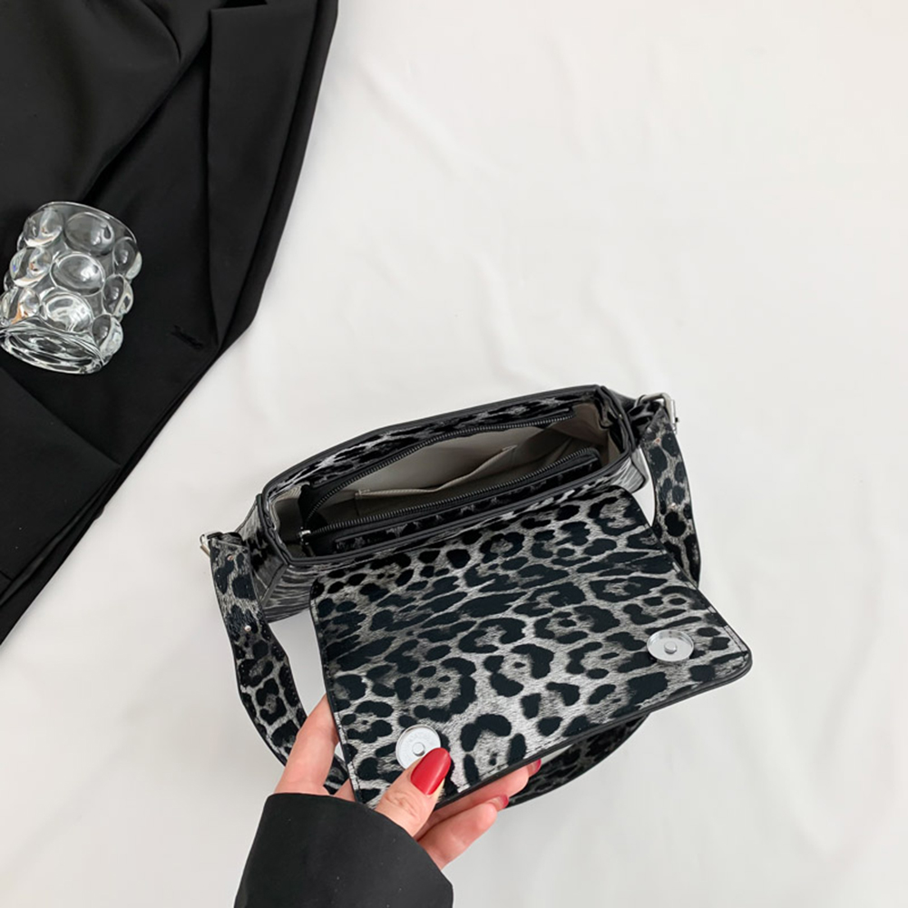 PU Leather Chic Sling Purses Waterproof Women Underarm Bag Large Capacity Leopard Print Fashion Handbag Solid Color for Shopping