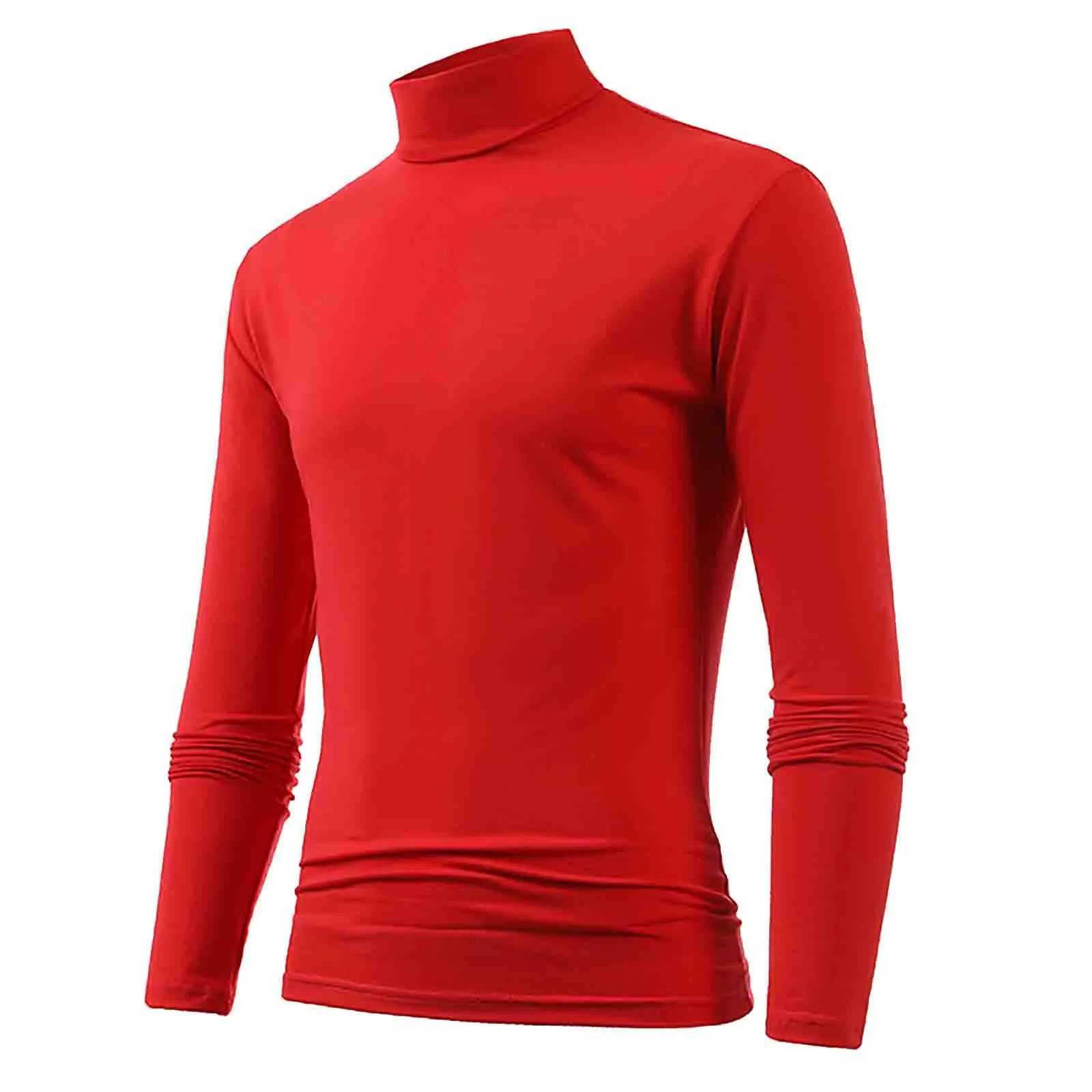 Long sleeved solid color basic top casual mens hot underwear ultra-thin turtle neck top T-shirt strapless mens clothing W2411111