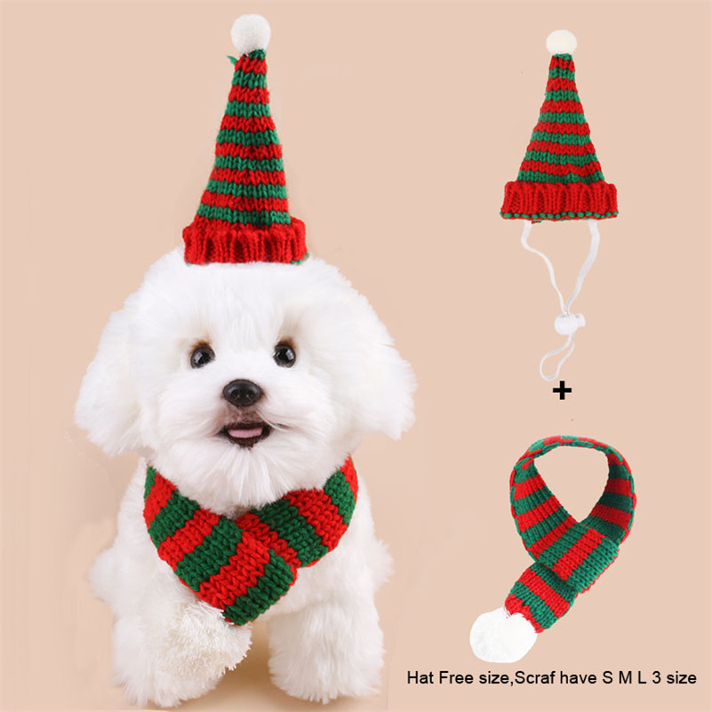 Enjoying Pet Christmas Costumes for Cats Small Dogs Cat Reindeer Antlers Headband Adjustable Doggie Reindeer Hat Santa Scarf, Kitten Christmas Outfit