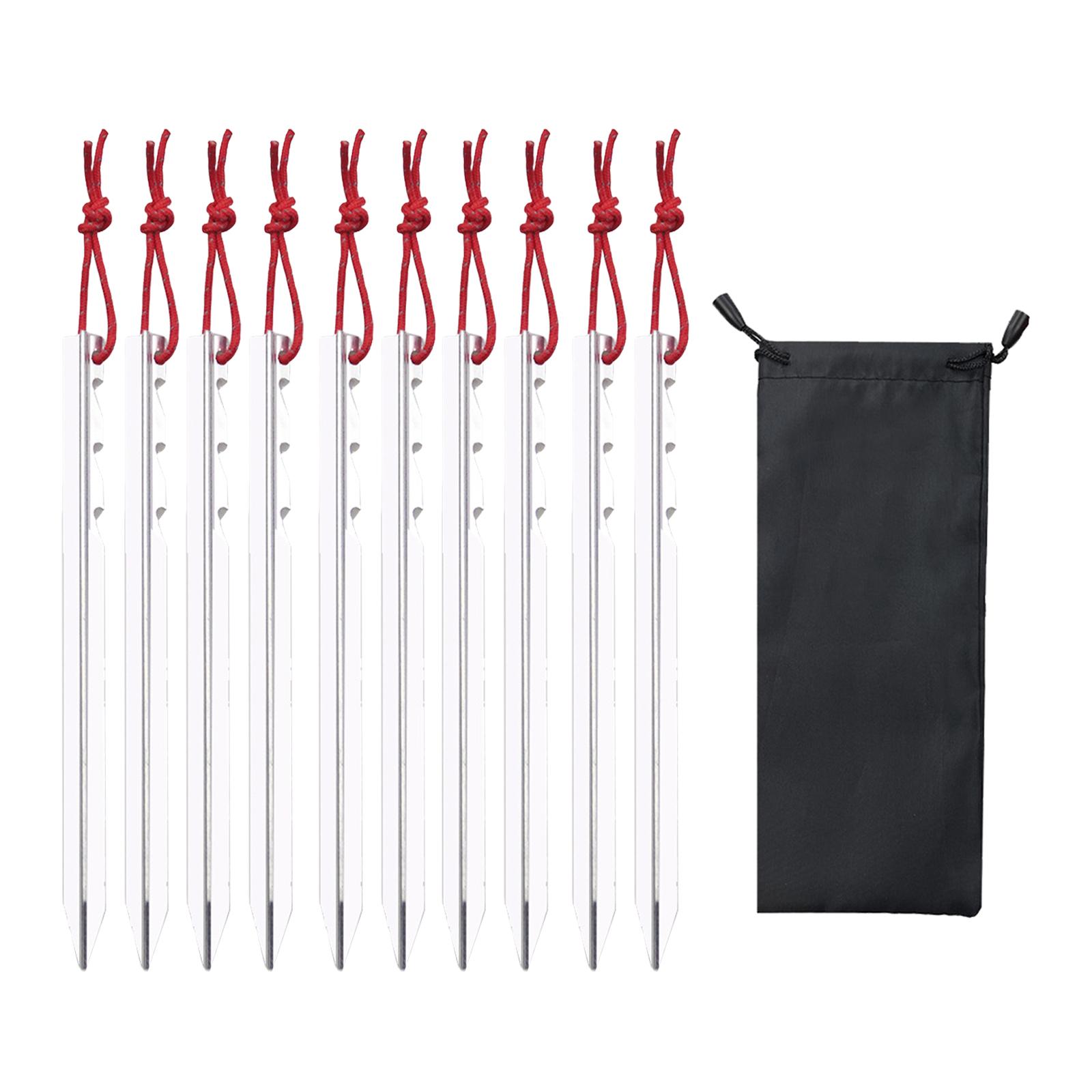 Stakes with Carry Pouch Durable Lightweight Anchors Heavy Duty Tent Ground Pegs for Outdoor Gardening Hiking Tarp