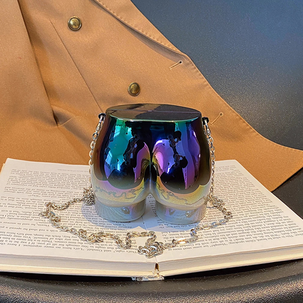 Women Evening Clutch Handbags Acrylic Butt Shape Crossbody Purse Chain Strap Unique Shoulder Bag Stylish Ladies Bag 241112