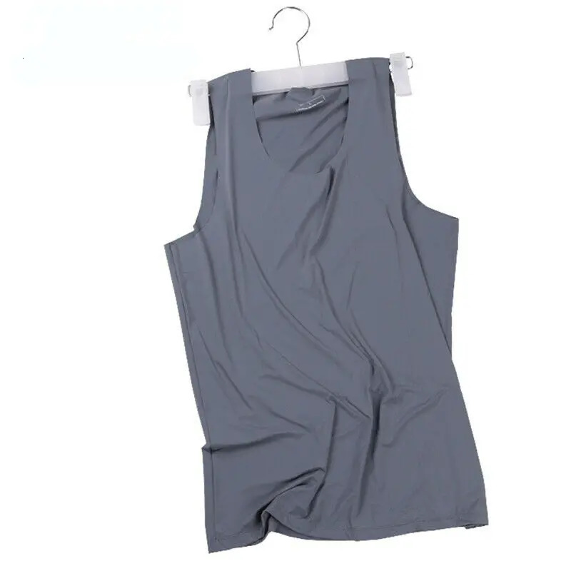 Ice Silk Tank Tops Seamless Wife Beater Sleeveless Tee Gym Undershirts AShirt Mens Underwear Sexy Casual Vest T Shirts 240412