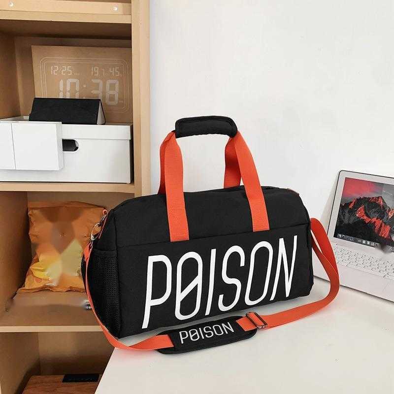 Trendy Fashion Letter Short Distance Travel Bag for Men and Women Dry Wet Separation Multifunctional Fitness Bag Large Capacity Tote Bag