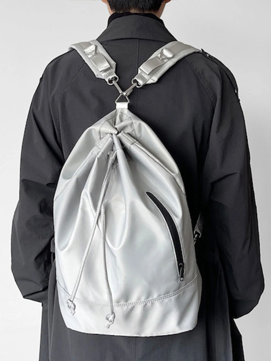 JIAERDI Harajuku Solid Backpack Womens Retro Nylon Casual Large Capacity Y2k Backpack Womens Retro Grey Mochila Womens 241111