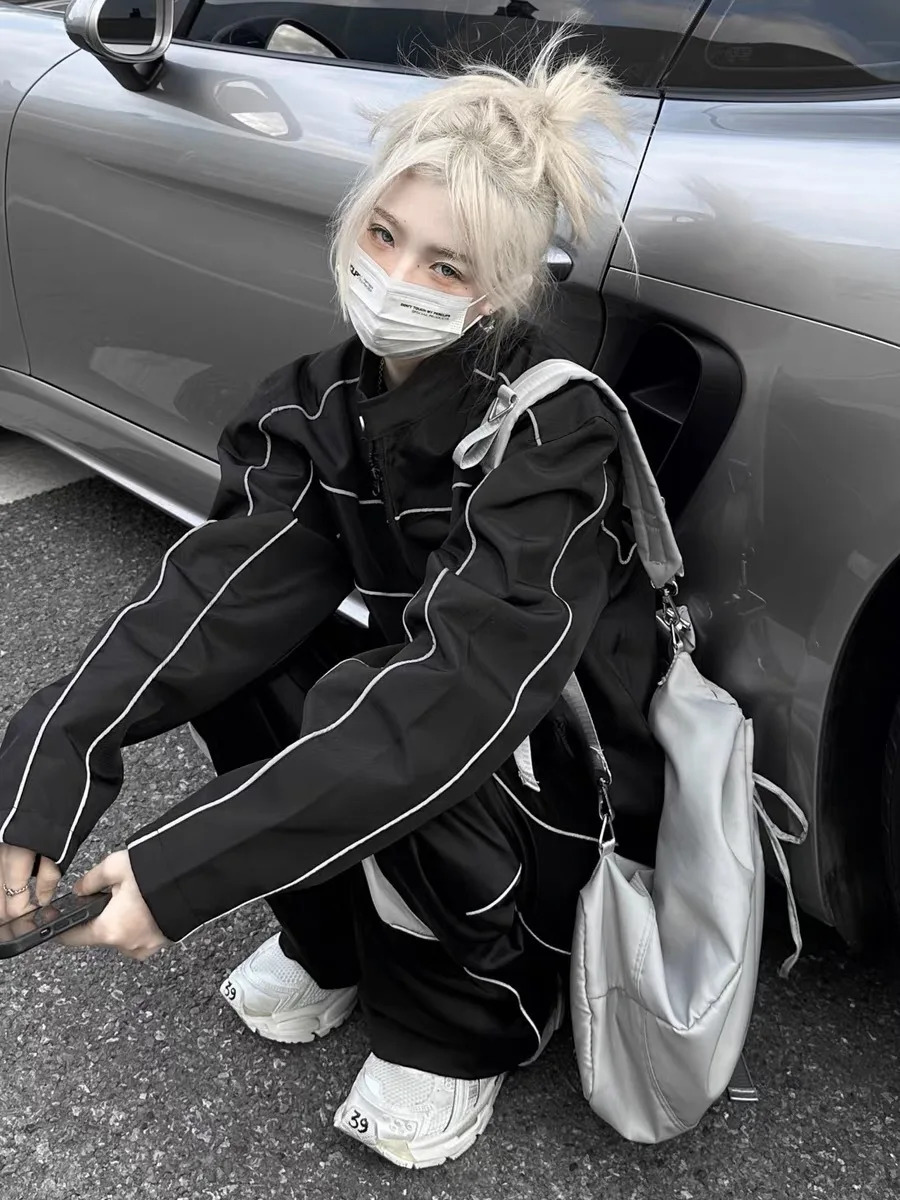 JIAERDI Harajuku Solid Backpack Womens Retro Nylon Casual Large Capacity Y2k Backpack Womens Retro Grey Mochila Womens 241111