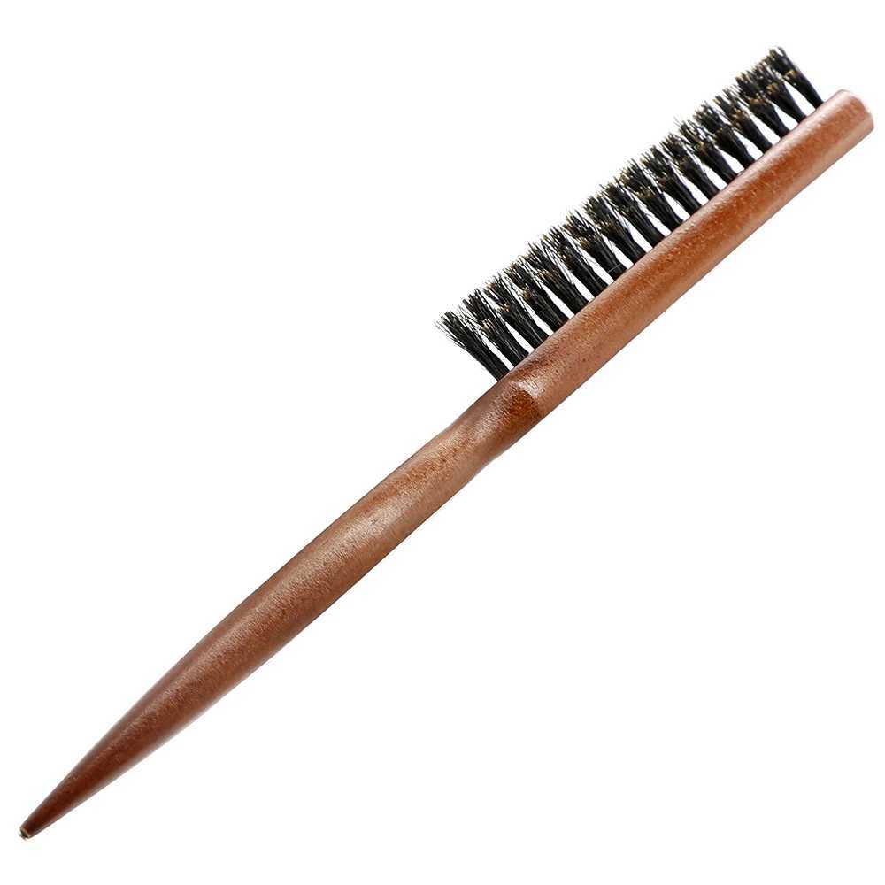 Natural pig mane hair fluffy comb wooden handle hair brush anti-static hair comb scalp massage hair stylist styling tool W241112