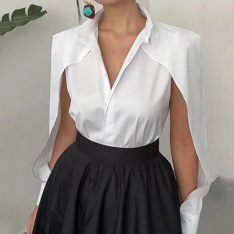 Wefads autumn and winter two-piece set elegant solid long sleeved hollow collar shirt loose black dress set womens dress 241112