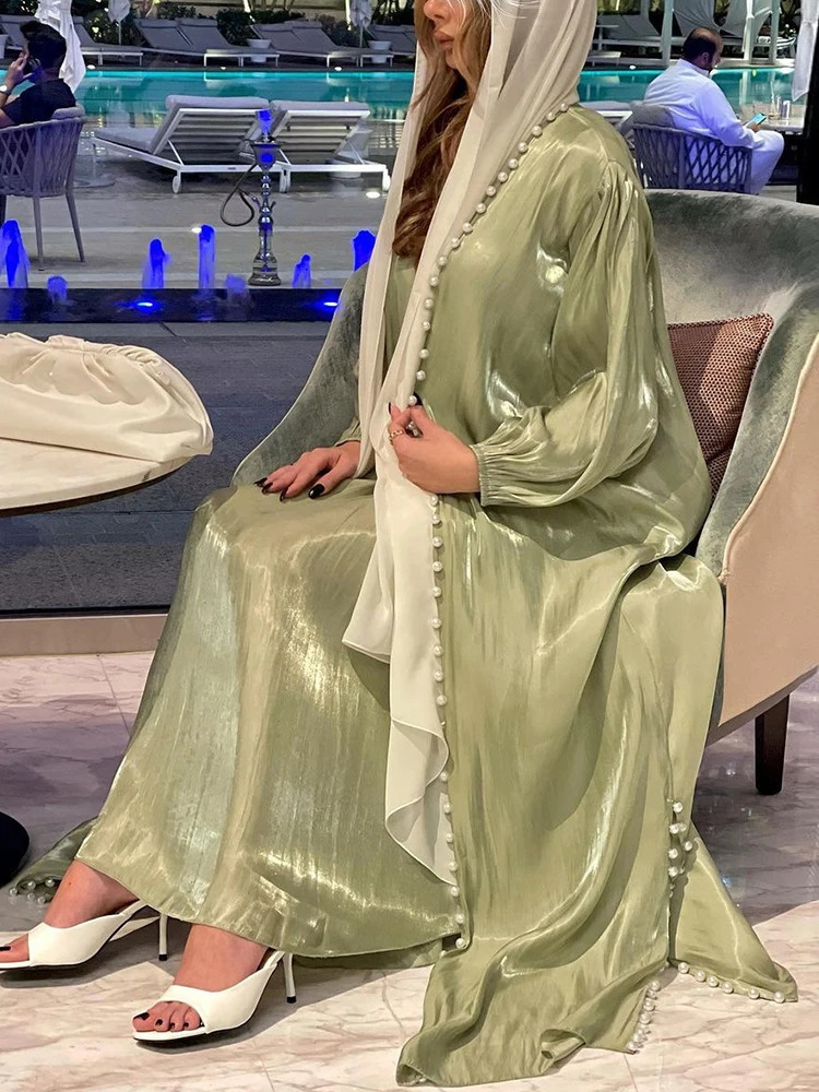 Muslim dress 2-piece set Abayas female autumn elegant party Arab Moroccan headscarf Abaya Dubai Islamic Kaftan Musulmane Vestidos 241112