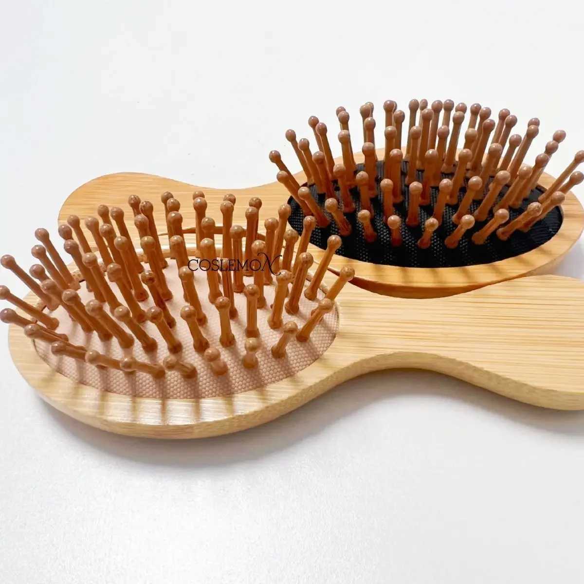 Mini hair comb eco-friendly wooden portable air cushion cute air bag anti-static wide round head massage brush W241112