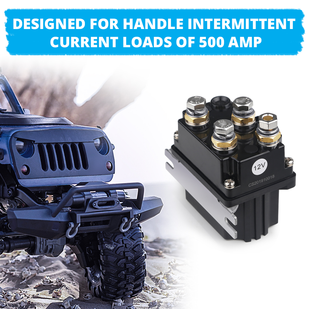 DC 12V 500A Contactor Rocker Switch 5500lb-12000lb Winch Control Solenoid Relay For ATV UTV 4WD Winches