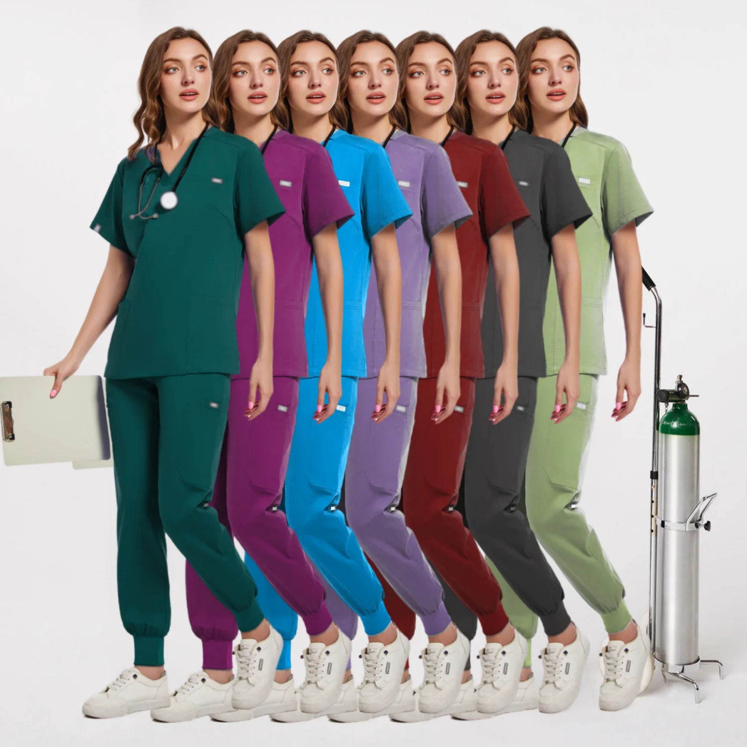 Multicolor Scrubs Uniform Short Sleeve TopsPants Nursing Uniform Women Pet Shop Doctor Scrub Workwear Scrub Set 241112