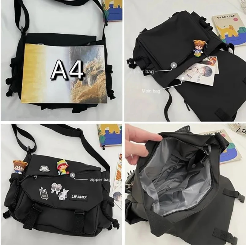 Retro Fashion Womens Shoulder Bag Waterproof Nylon Large Capacity Cross Bag Student Backpack 241111