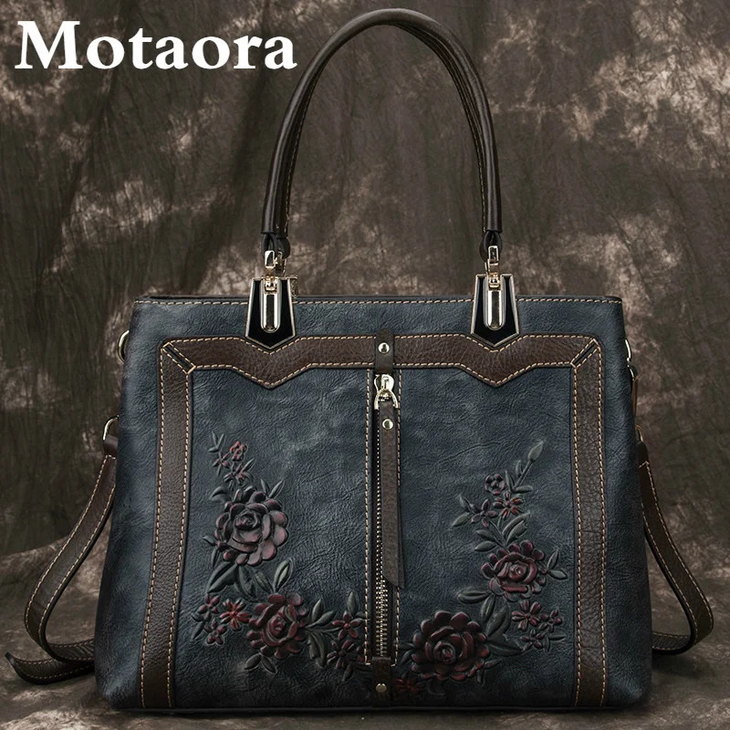 MOTAORA Womens Bag Retro Genuine Leather y Handbags For Women Handmade Crossbody Large Capacity Bags Female 241111