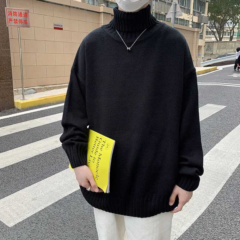 New turtle neck sweater loose knit fleece streetwear mens oversized sweater fashionable casual sweater mens fleece M-8XL W2411111