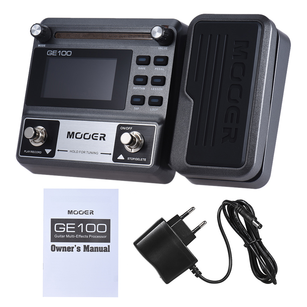 GE100 Guitar Pedal Multi-effects Processor Effect Pedal with Loop Recording Max Time 180s 8 effect modules 40 Drum rhythms