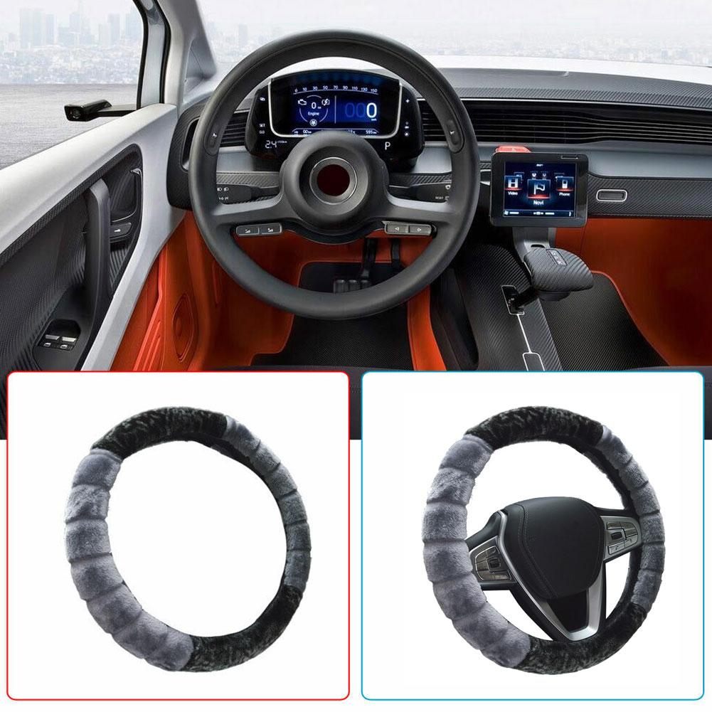 Universal Winter Super Soft Plush Car Steering Wheel Warm Faux Auto Fur Steering-Wheel On 37/38cm The Cover Handlebar W8S1