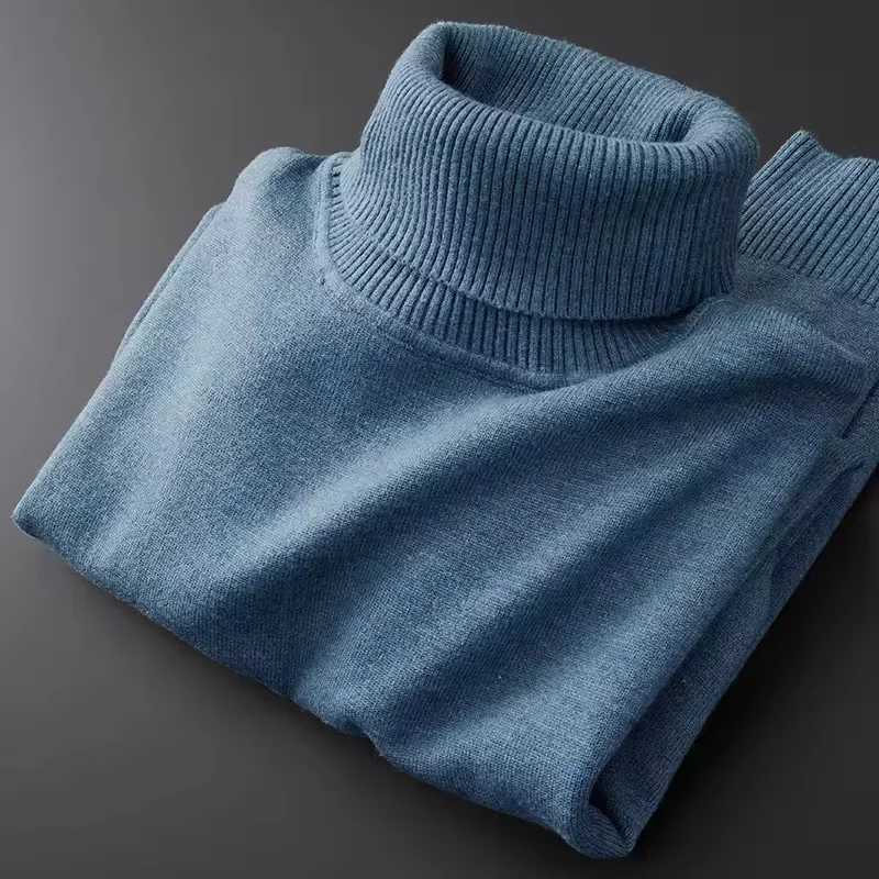 High end fashion turtle neck sweater mens winter new item solid color Korean version loose casual warm knit sweater W2411111