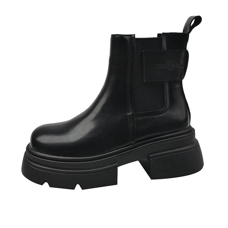 Designer Women's British Style Autumn Thick Soled Fashionable Short Boots The new versatile trend Thick-soled cigarette boots Martin boots 85