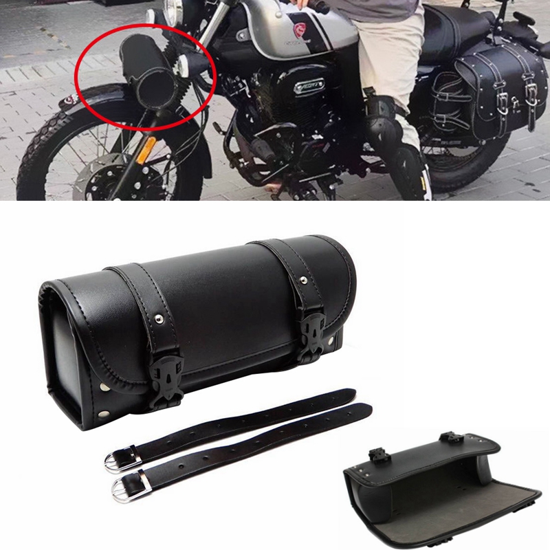 Motorcycle Fork PU Leather Travel Pouch Waterproof Tool Bags Saddle Vintage Tail Bag Lage for Harley Bobber/Suzuki/Honda