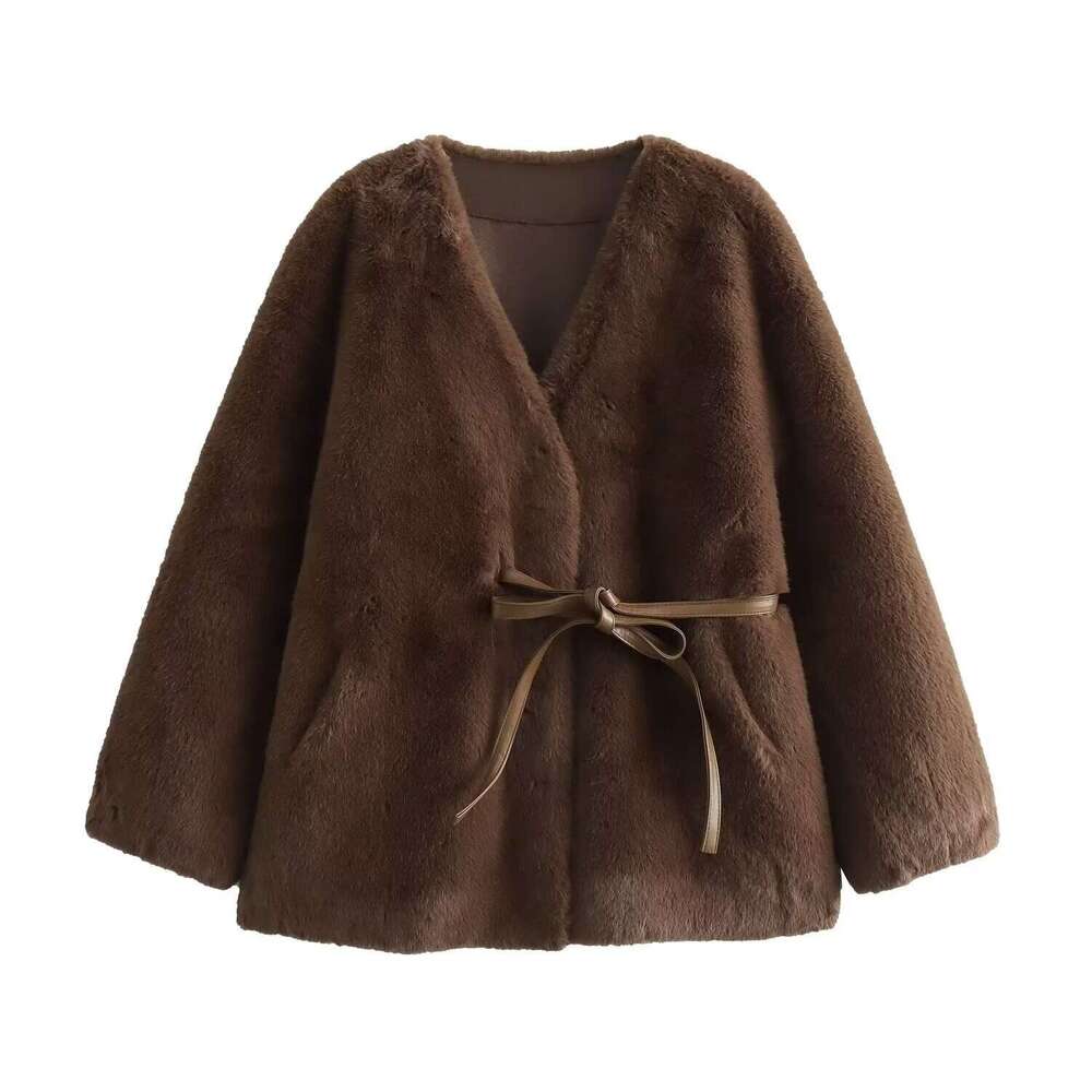 shanshi fur coat women Autumn 18 one-piece coat women's fashion mink fur imitation rope