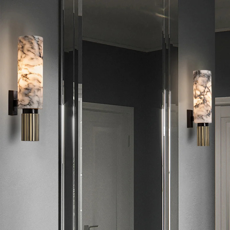 Modern natural marble wall lamps living room and bedroom decorations LED lamps retro Sconce home applications 241111