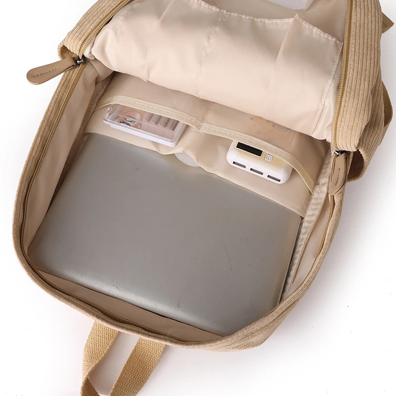 Stripe Simiple Corduroy Womens Backpack Teenage Harajuku Womens College Bag Student Womens Bag 241111