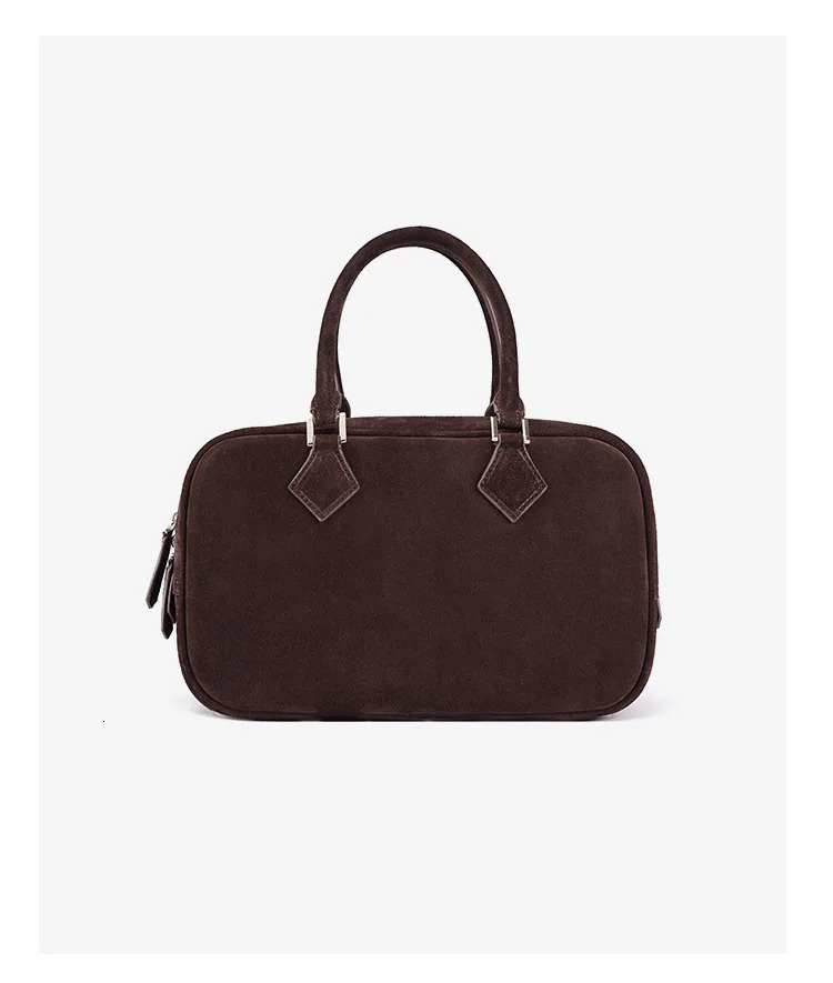 Boston Bags Genuine Leather Woman Tote Crossbody Vintage Bowg Handbag Purses Suede Cowhide Pillow New Genuine Leather BagVoyage