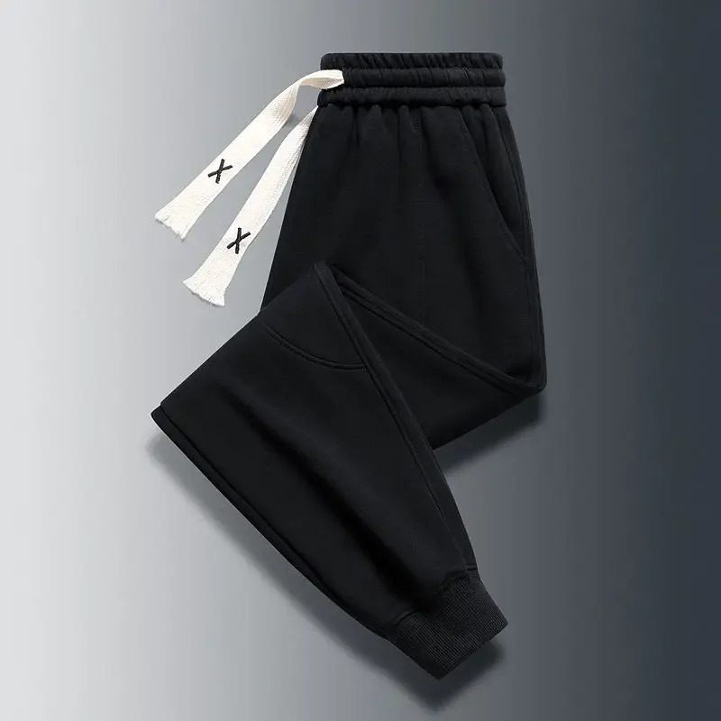 Sweatpants for Men Autumn and Winter Grey Cropped Trousers Man Sports Pants Plain Skinny Tights Cotton Slim Y2k Baggy Joker Wide 241112