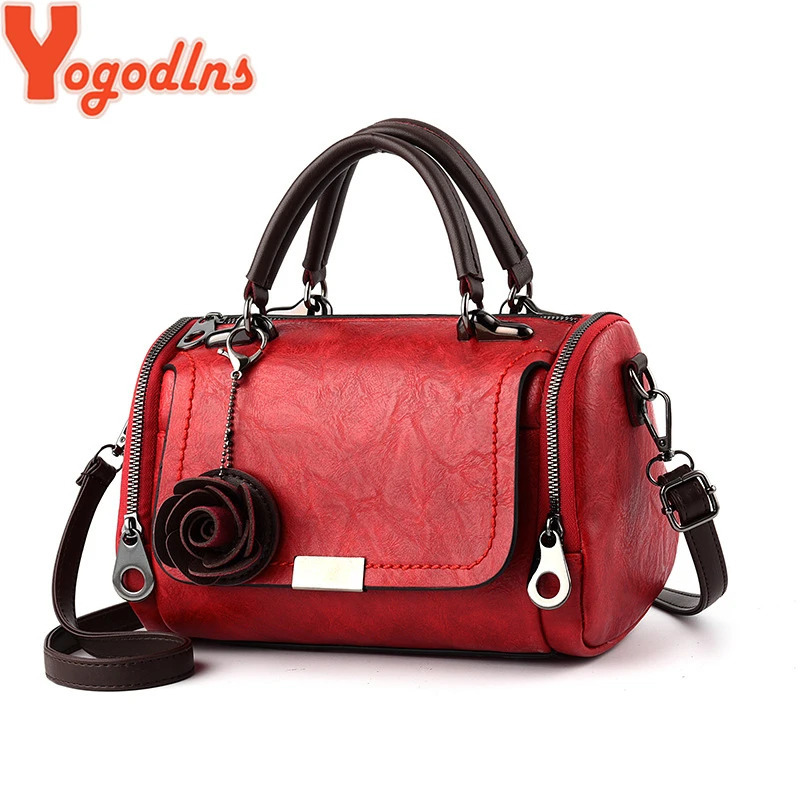 Yogodlns flowers Pendant Handbag Womens fashion Boston bags single shoulder bag ladies crossbody PU messenger 241111