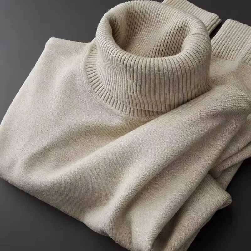High end fashion turtle neck sweater mens winter new item solid color Korean version loose casual warm knit sweater W2411111
