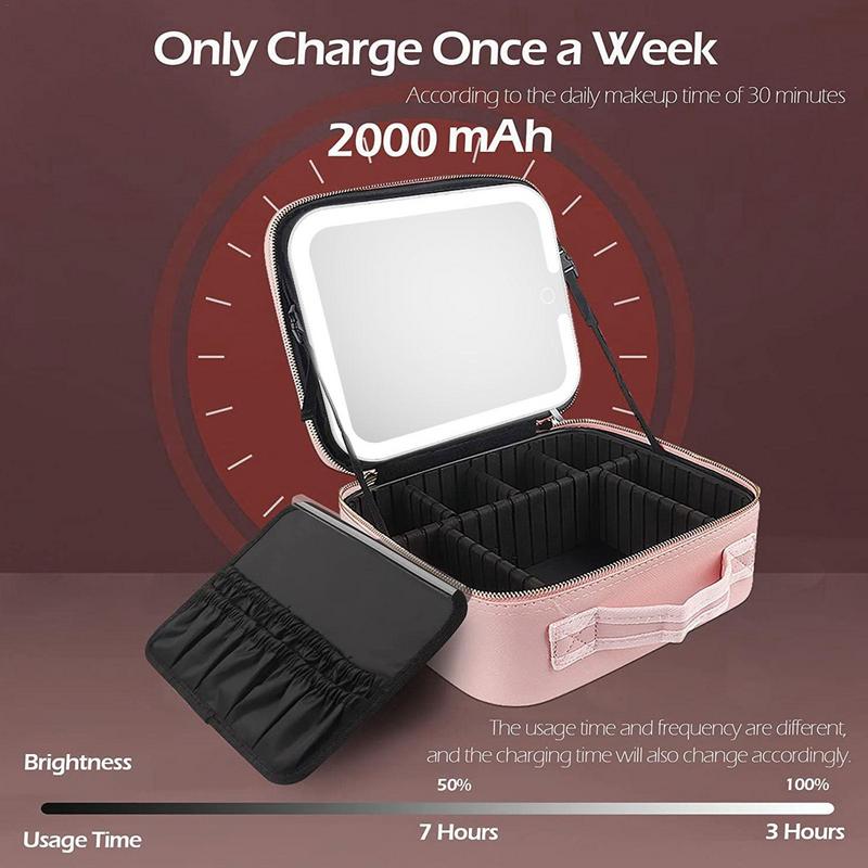 Smart LED Makeup Bag With Mirror Luminous Make up Organizer Waterproof PU Leather Travel Cosmetic Case Birthday Christmas Gifts ca78a