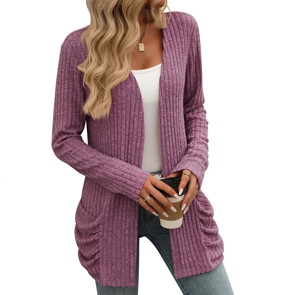 Solid Color Casual Loose Cardigan For Women 2024 Autumn Winter Fashion Womens Oversize Knitted Sweater Vintage Female Knitwears 241108