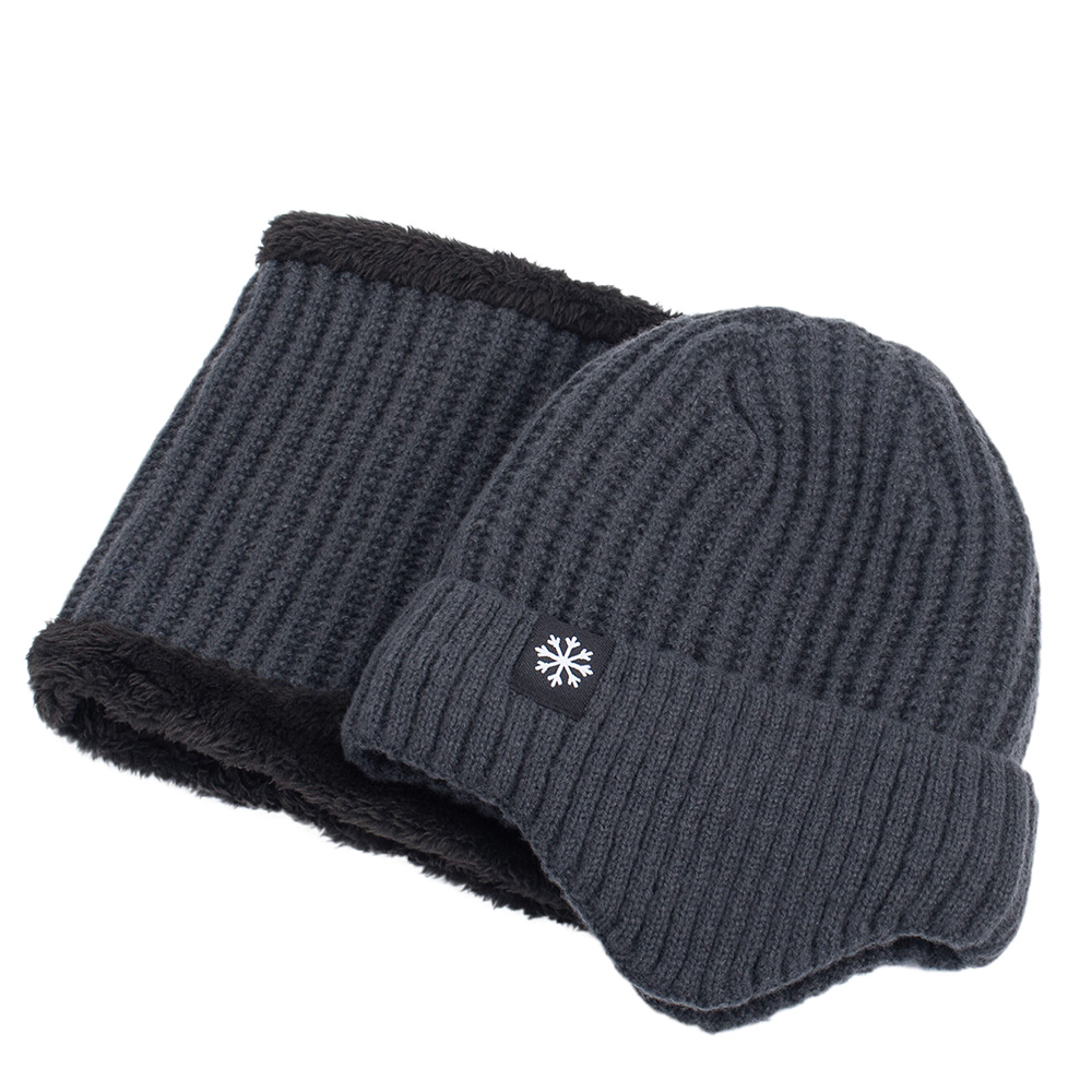 Men Winter Beanie Neck Warmer Set Plush Lined Hats Scarf Knit Snowflake Skullies Earflap Cap for Women Outdoor 4f2cd 5 7c698