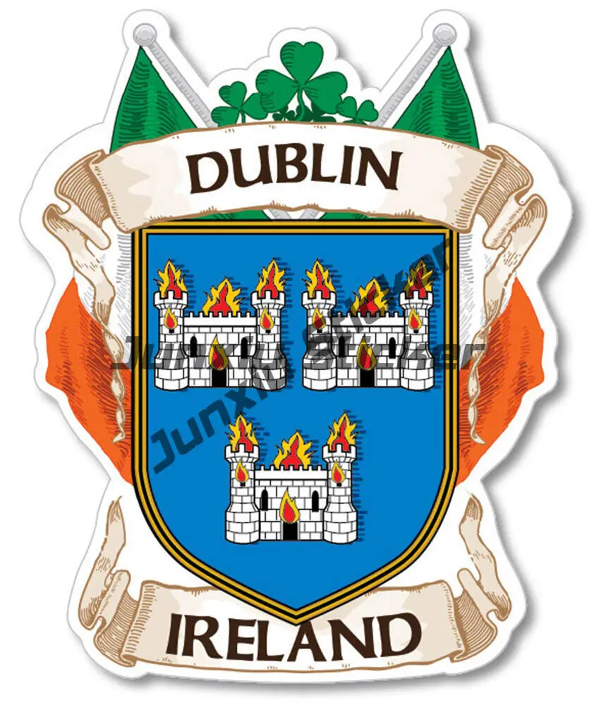 Lucky Shamrock Ireland Travel Stamp Car Sticker County Donegal Dublin Irish Decal for Cars SUV Laptop