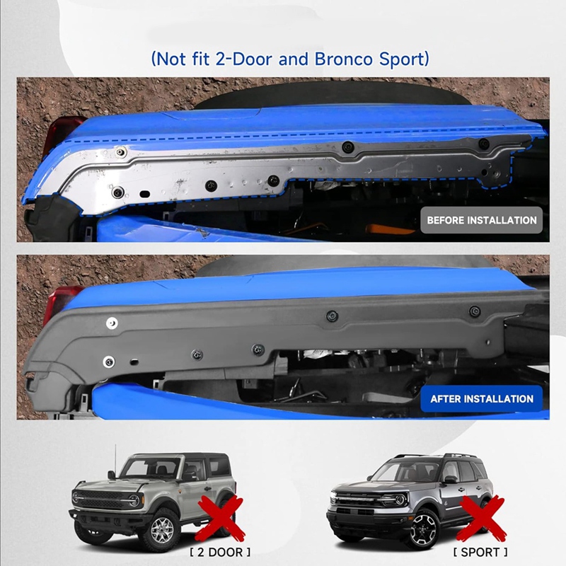 For Ford Bronco 2021 2022 2023 2024 4 Door Car Rear Body Tub Rail Protector Armor Cargo Shelf Side Cover Replacement Accessories