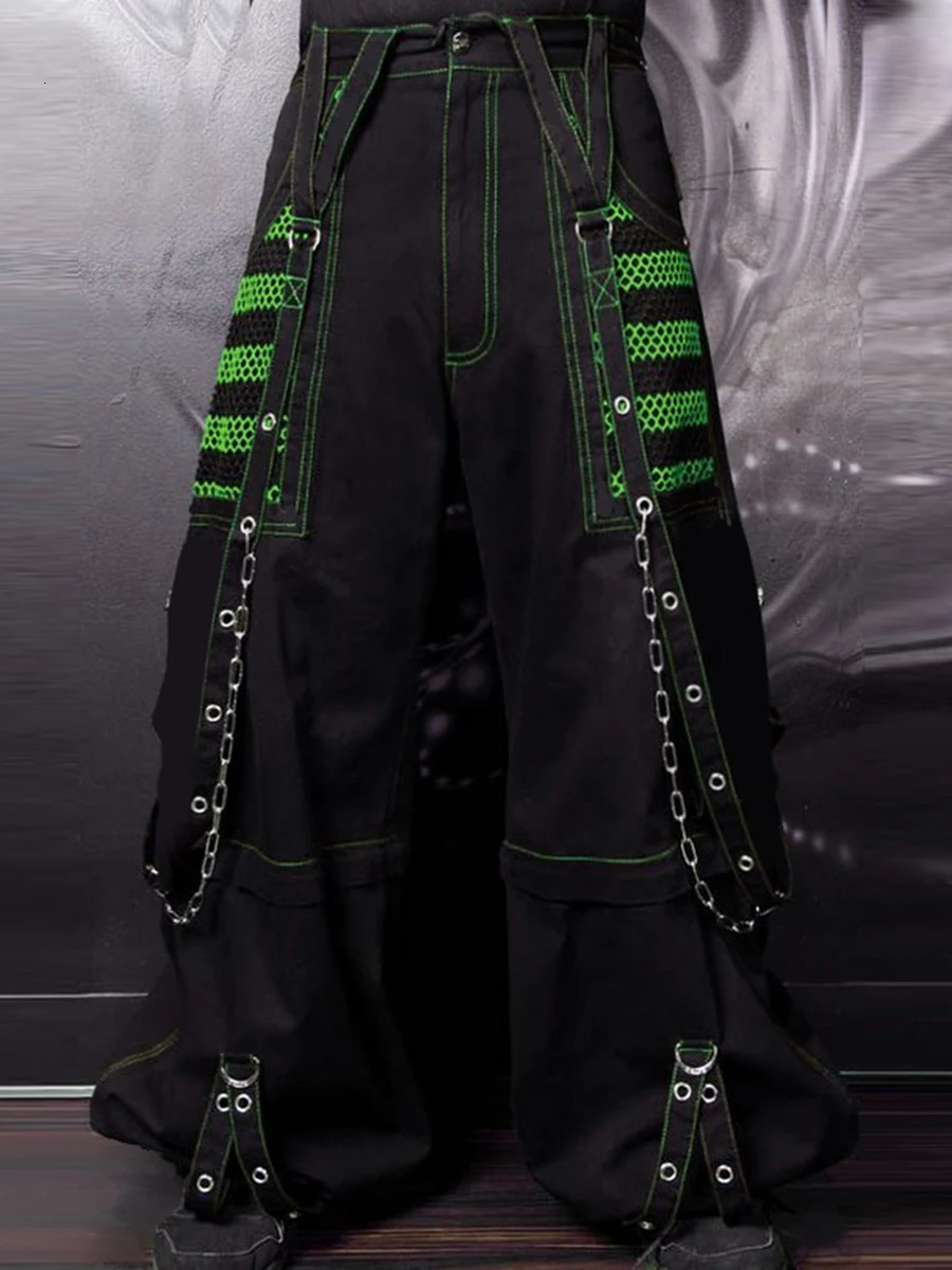 Women Cargo Jeans Striped Zipper Button Closure Loose Casual Trousers Streetwear with Pockets Fall Spring Clothes Punk Y2K 90s 241112