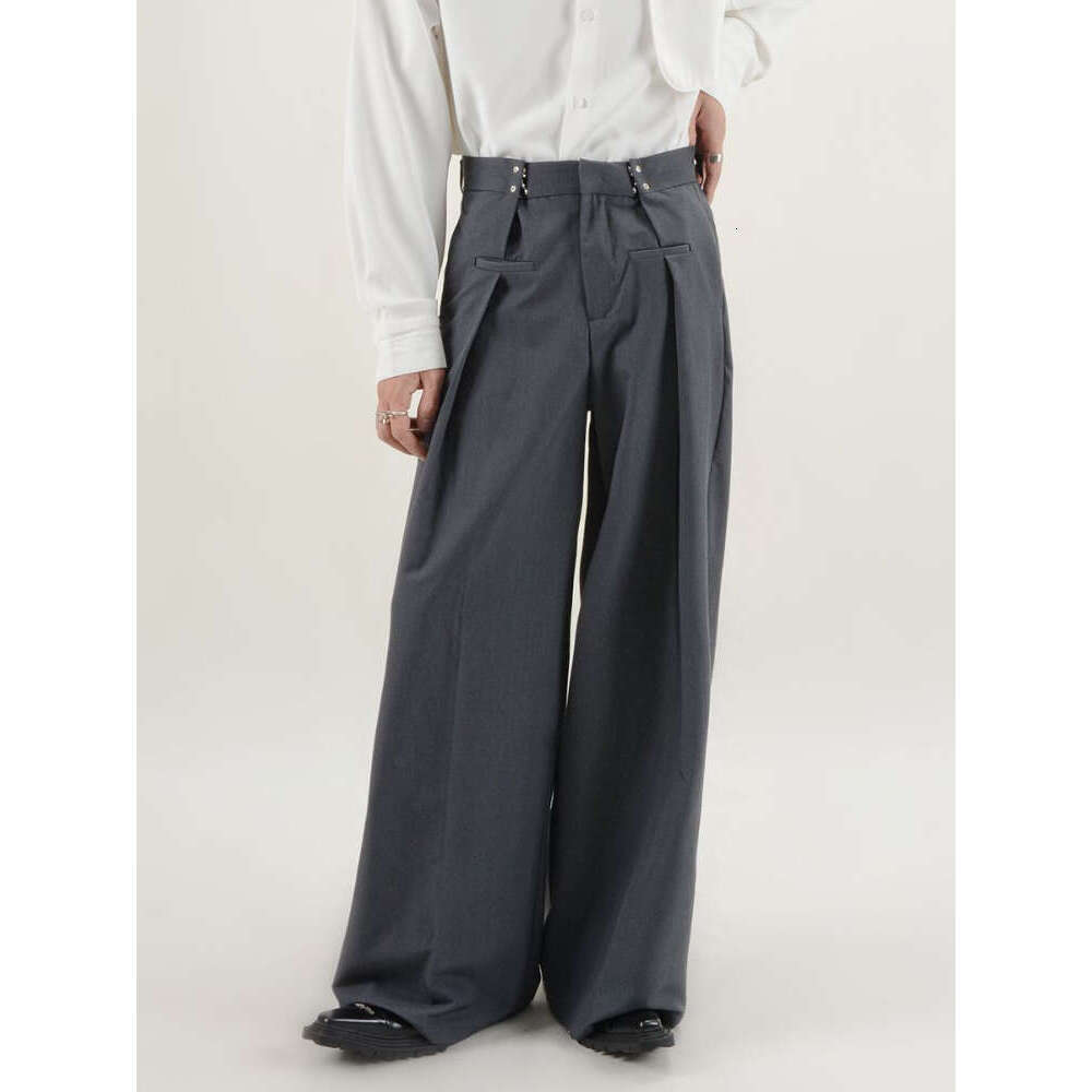 Pants Men Fashion Casual Solid High Street Simple Hip-hop Wide Leg Trousers All-match Korean Style Loose Temperament College New