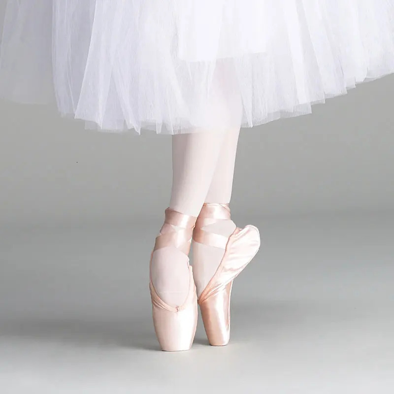 Girl ballet dancer Pointe shoes pink womens satin professional ballet shoes 241111