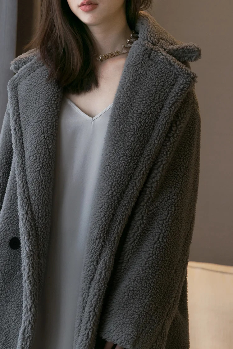Winter Coat Womens Wool Sheep Wool Artificial Fur Warm Coat Womens Medium Large Grain Wool Thick Teddy Bear Coat 241112