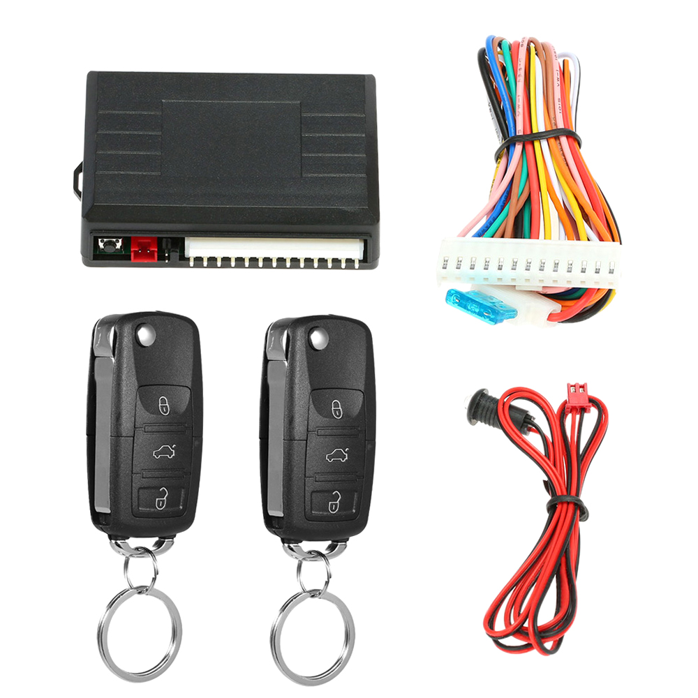 Universal Car Door Lock Trunk Release Keyless Entry System Central Locking Kit With Remote Control Remotely with Flashing Alert ec979