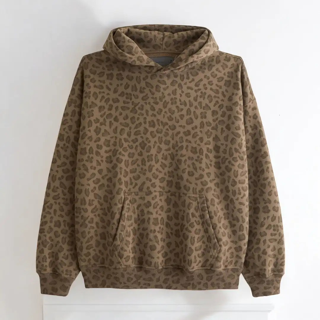 Oversized Leopard Print Hoodie for Women Men Long Sleeve Hooded Sweatshirts Cute Pullover with Pocket 241111