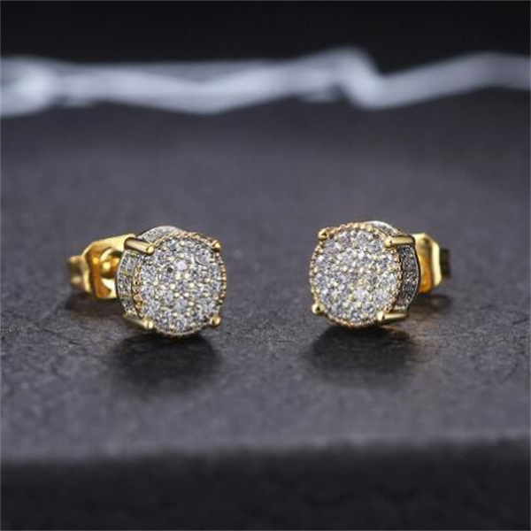 Fancy Round Shaped Stud Earrings Paved Shiny CZ Stone Silver Color/Gold Everyday Fashion Versatile Women's Ear Jewelry