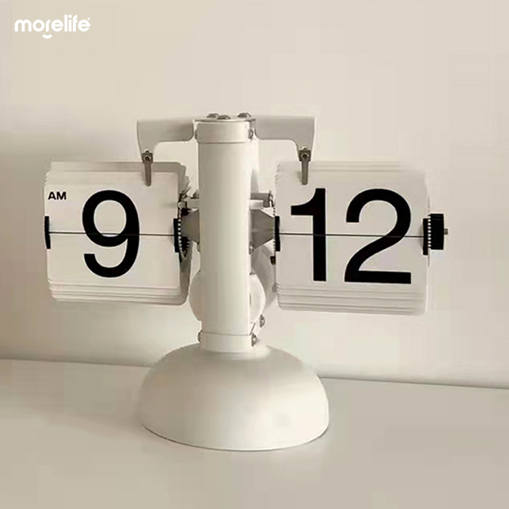 Nordic Style Desktop Clock Creative Flip Down Page Desk Clocks Retro Flip Table Clock Mechanical Automatic Flip Clock Home Decor
