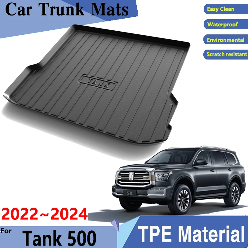 Car Trunk Mat TPE Material for Tank 500 Accessories 5 Seats 2022 2023 2024 Easy Clean Rear Cargo Tray Trunk Rear Pad Accessories d1e79